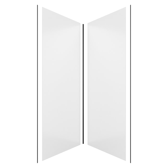 Pack de 2 Panneaux Muraux Aluminium BLANC 90+90x210 cm avec Profilés NOIR MAT - WALL'IT