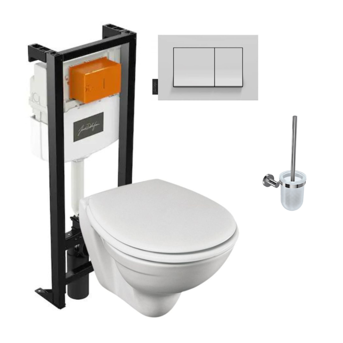 Pack WC suspendu sans bride Patio + porte balai Eo