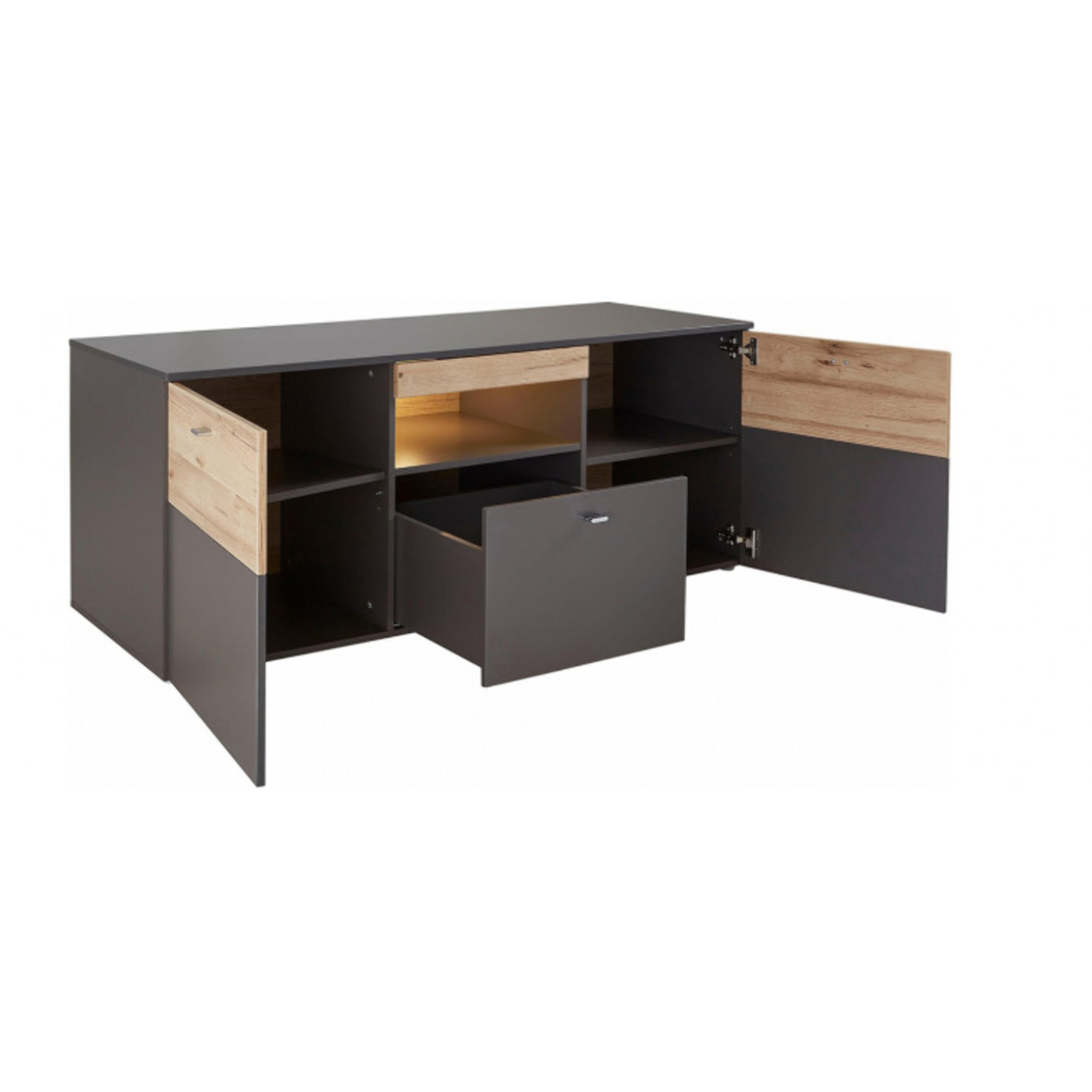 Meuble TV gris en bois L150 cm - TONY