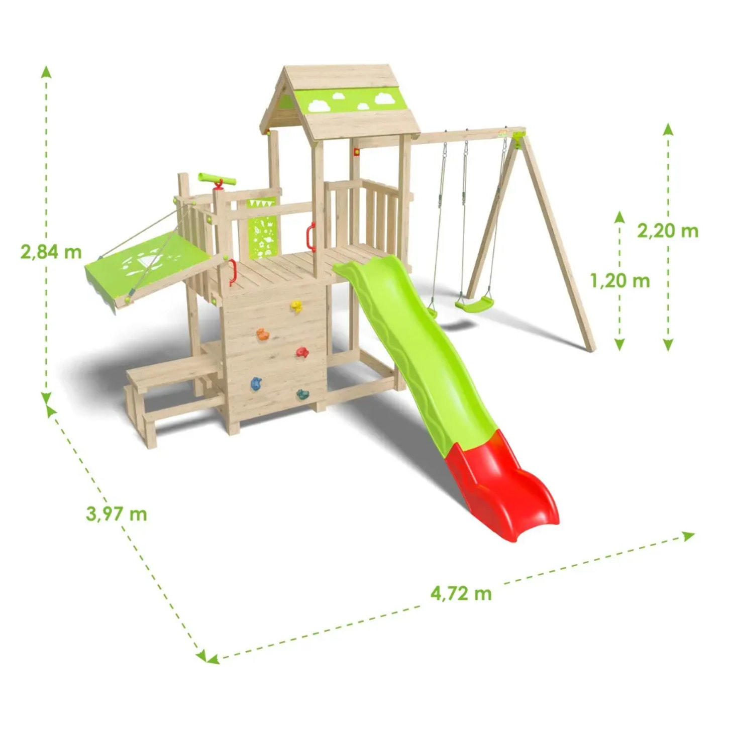Aire de jeux bois 2,20 m SNACK XPRESSION - 12 enfants