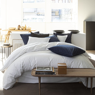 Housse De Couette 100% percale Coton lavé 80fils Blanc
