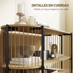 Mesa de Consola con Cuerda de Papel Trenzada a Mano Consola Recibidor de 3 Niveles con Marco de Acero Estilo Bohemio para Entrada Sala de Estar 124x43,5x80 cm Natural