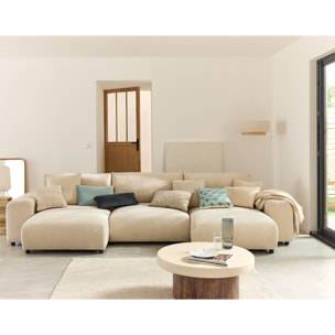Garance - canapé panoramique en U - 7 places - en velours côtelé - Beige