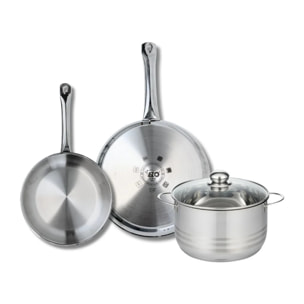 Ensemble de 2 Poêles de cuisson 24 et 28 cm et 1 faitout 20 cm Elo Profi Brillant