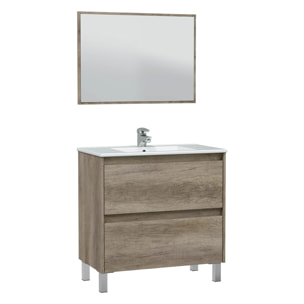 Mueble baño devin 2c 80cm color nordik con espejo, sin lavabo