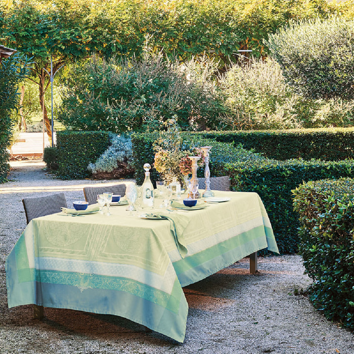 Nappe anti tache pur coton motif jacquard Isabelle amande