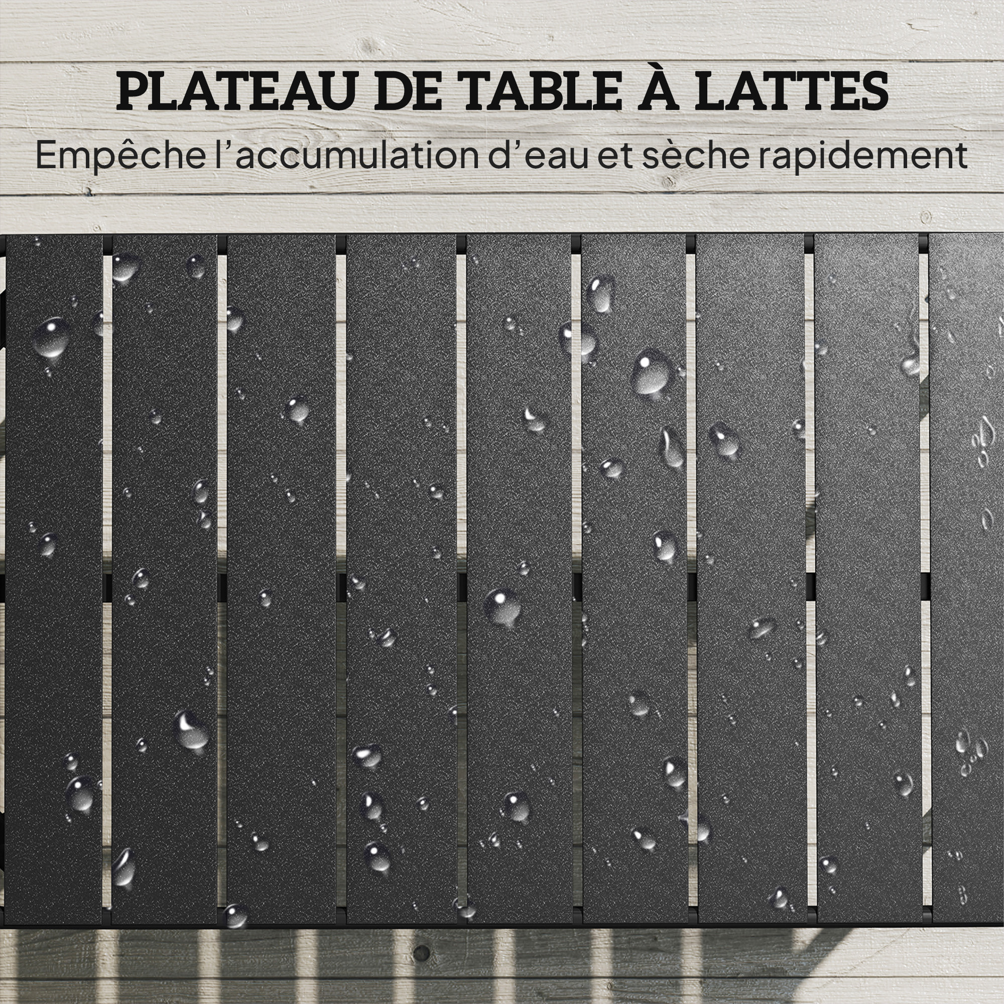 Table basse de jardin style néo-rétro rectangulaire arrondie métal noir