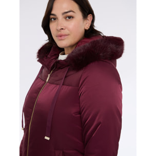 Fiorella Rubino - Plumífero bimaterial con capucha - Burgundy
