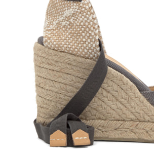 Alpargata de cuña Carina en algodón orgánico lavado con cierre de cintas