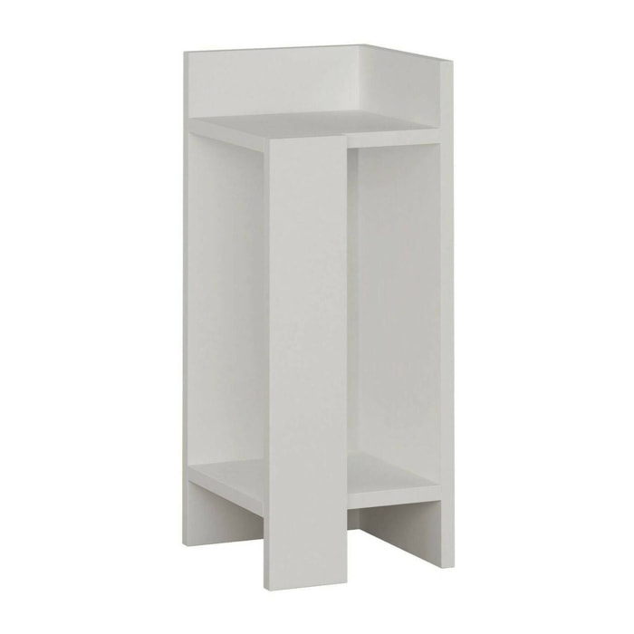 Comodino Germana, Comò basso, Tavolino da notte, Mensola da letto, 25x27h60 cm, Bianco