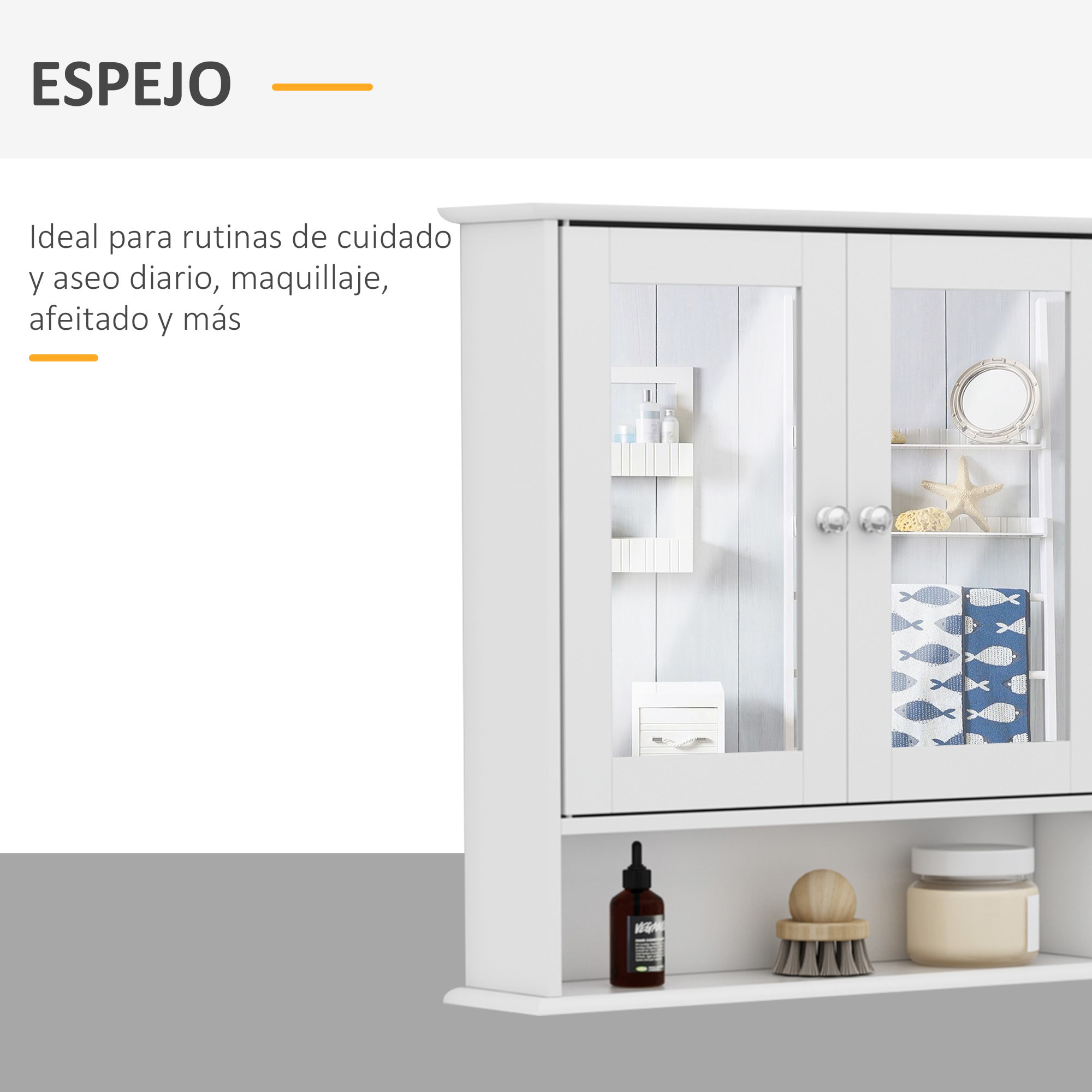 Armario de Baño con Espejo de Pared 56x13x58cm Blanco