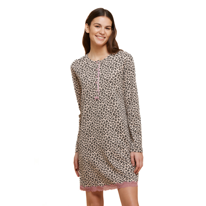 Camicia da notte caldo cotone cuore ghepardo Noidinotte