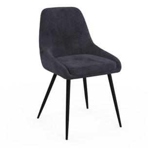 Chaises Olivia en velours et pieds métal - Gris anthracite