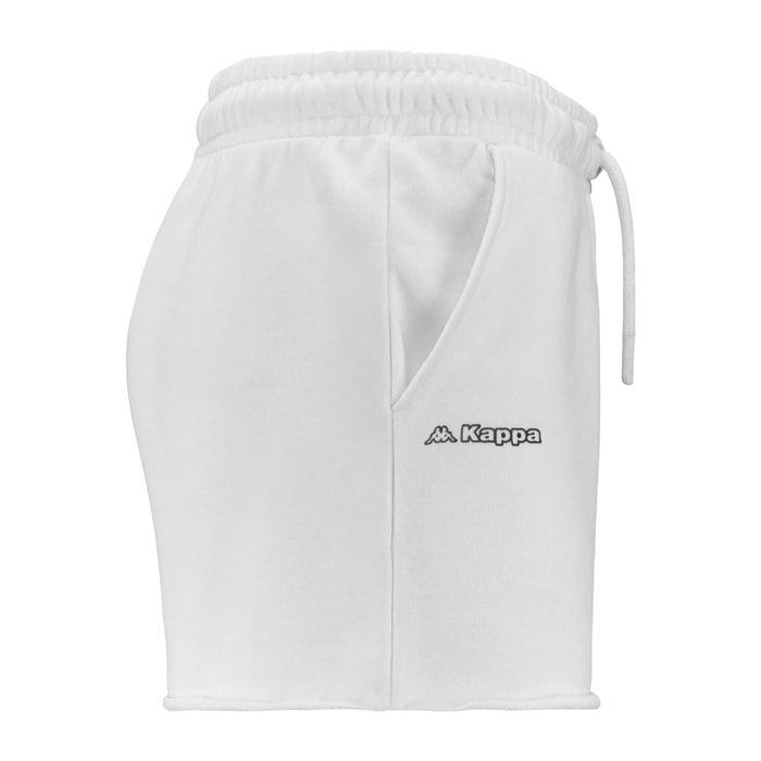 Pantaloni Corti Kappa Donna Logo Fefra Bianco