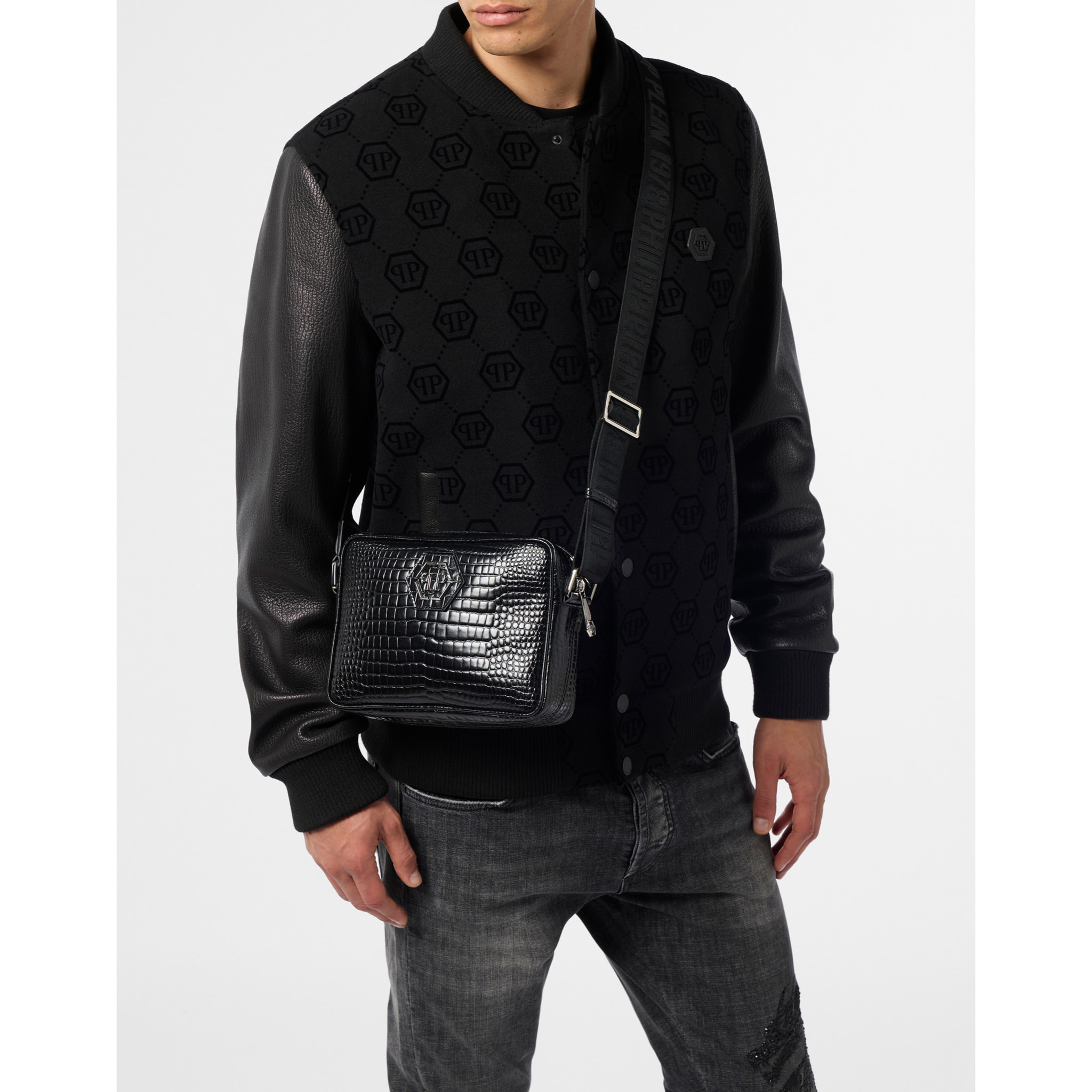 PHILIPP PLEIN Leather Laptop Bag Cocco