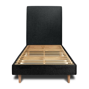 Lit avec tête de lit tapissée bouclette et sommier kit Ep14