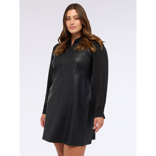 Fiorella Rubino - Vestito smanicato in tessuto spalmato con borchiette - Nero