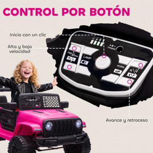 Coche Eléctrico para Niños 12V, Vehículo Todoterreno de Batería con 2 Motores, Control Remoto 2,4G, Velocidad hasta 5 km/h, Sistema de Suspensión, Faros, para Niños de +3 Años, Rosa