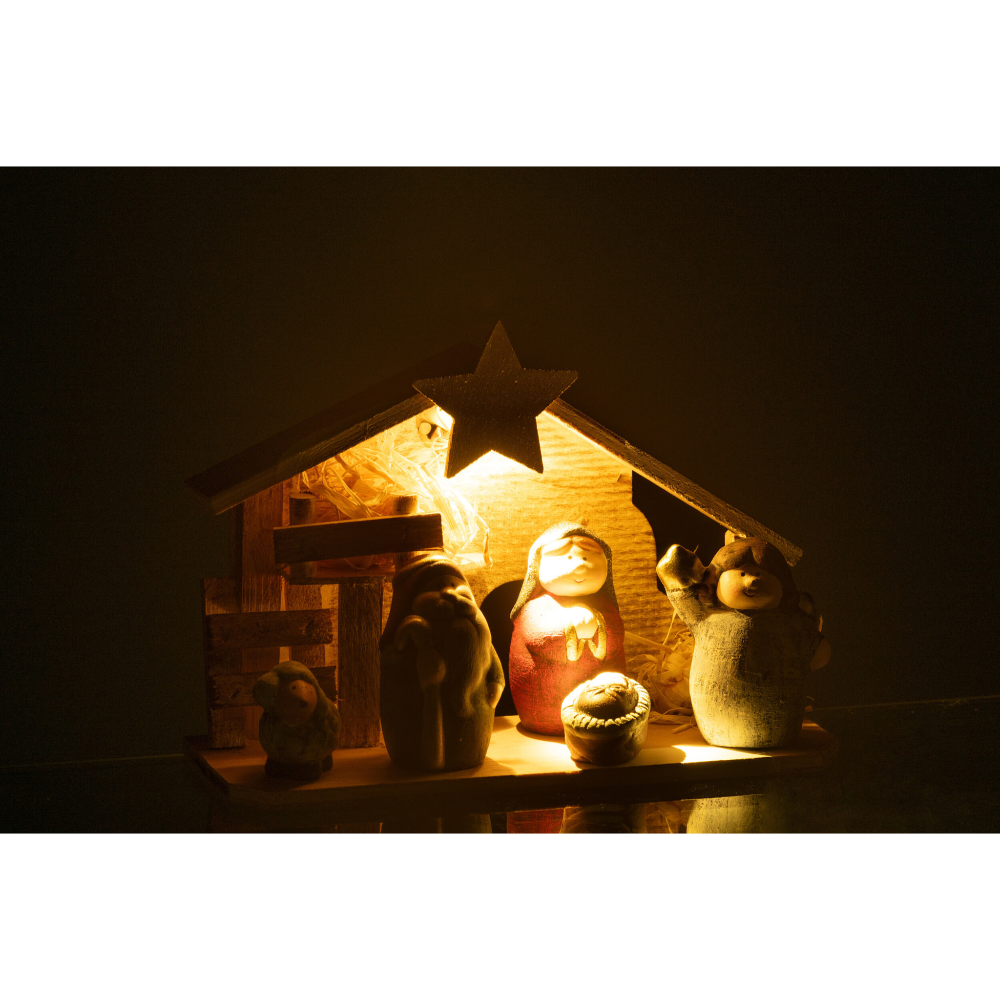 J-Line décoration Crèche - porcelaine - mix - medium - LED