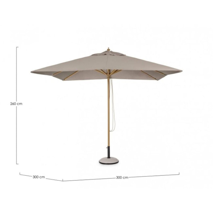 Ombrellone da giardino ECLIPSE in alluminio effetto legno, telo tortora 3x3