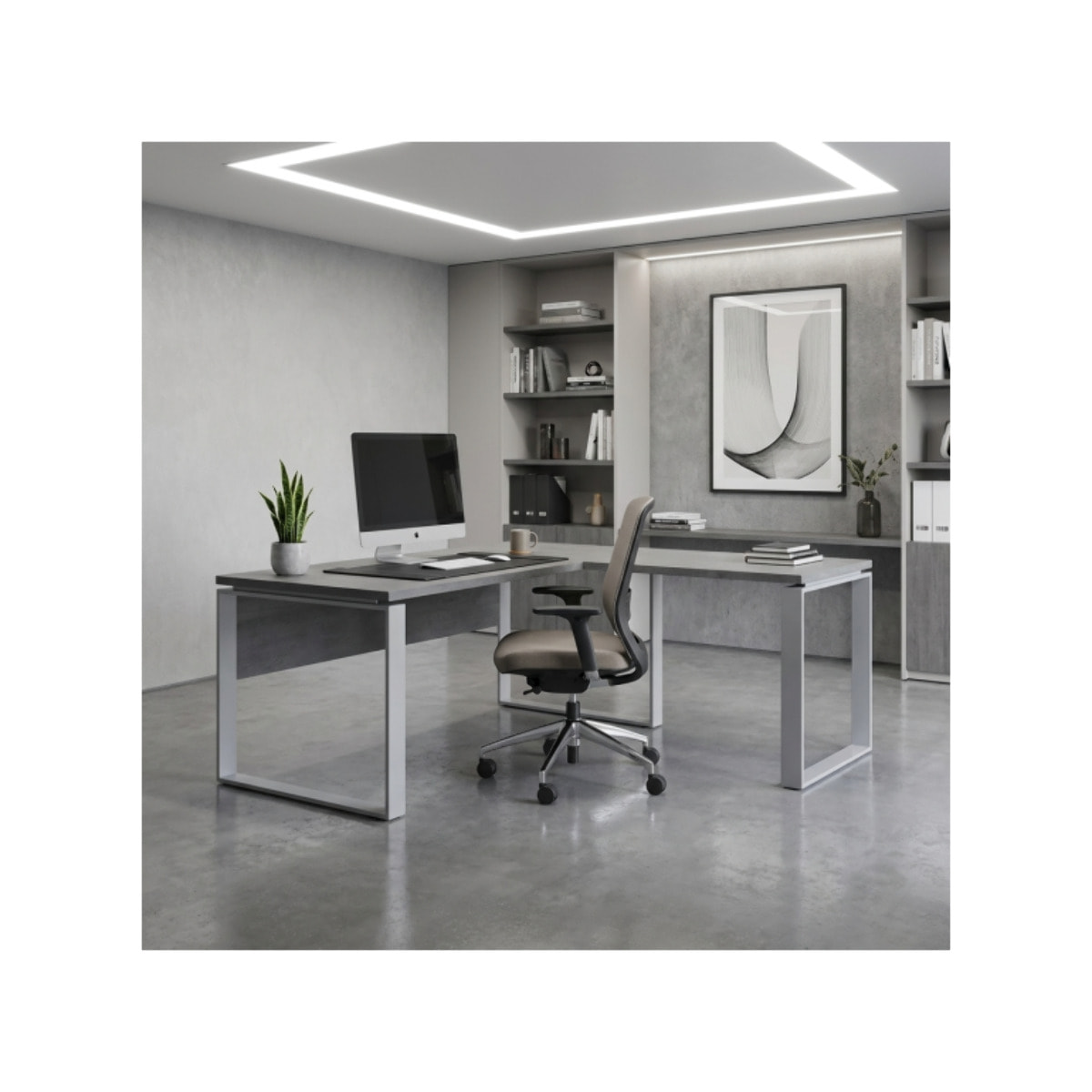 Retour de Bureau Gris Béton 90 cm – Extension pour Bureau - OFFICIO