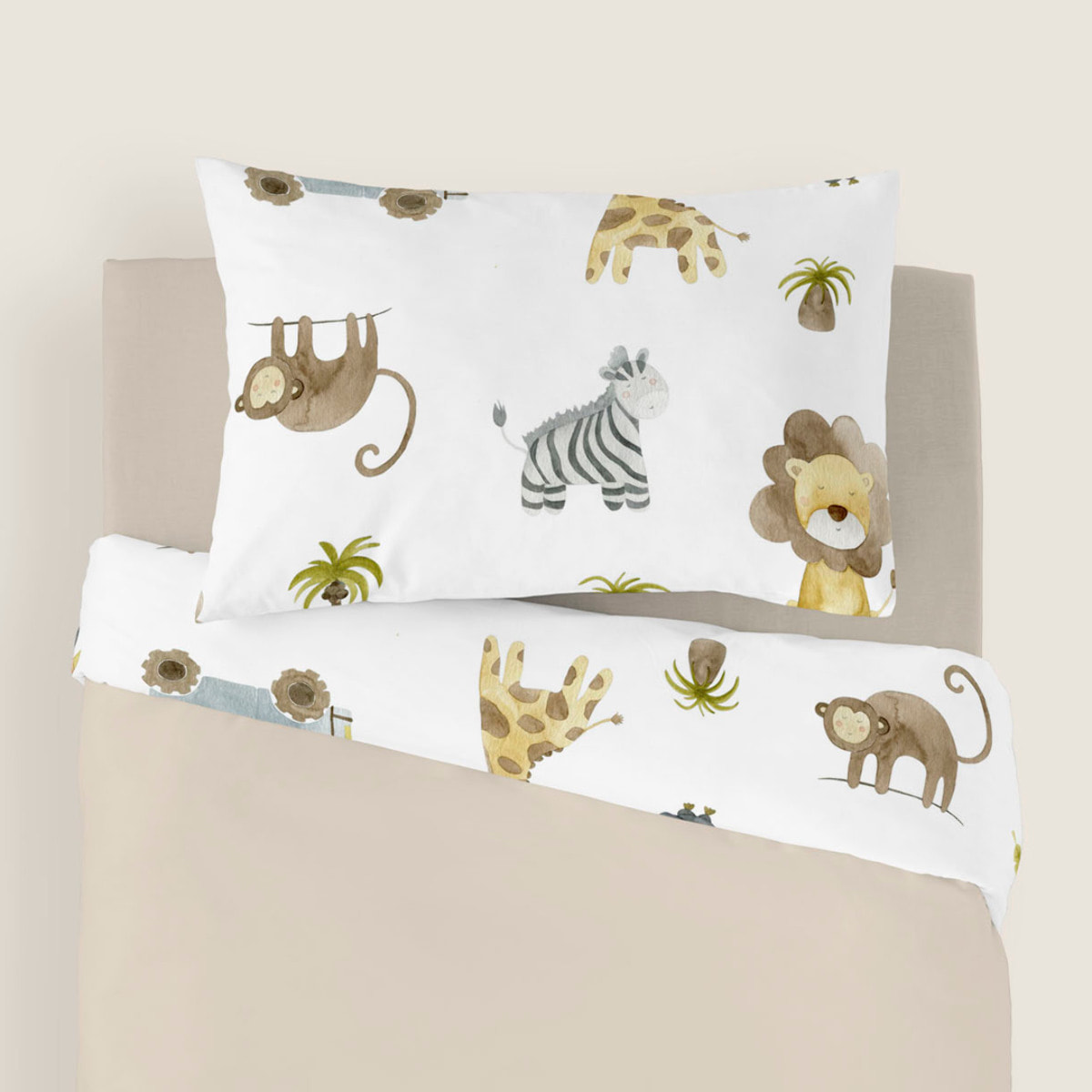 Cool Kids - Funda Nórdica Estampada - Infantil - Cierre Solapa - 100% Algodón - Incluye 1 Funda de Almohada - Serengeti