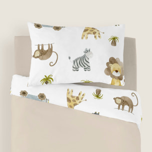 Cool Kids - Funda Nórdica Estampada - Infantil - Cierre Solapa - 100% Algodón - Incluye 1 Funda de Almohada - Serengeti