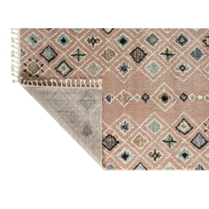 Delya - tapis shaggy salon berbère coloré en laine artificielle, rose