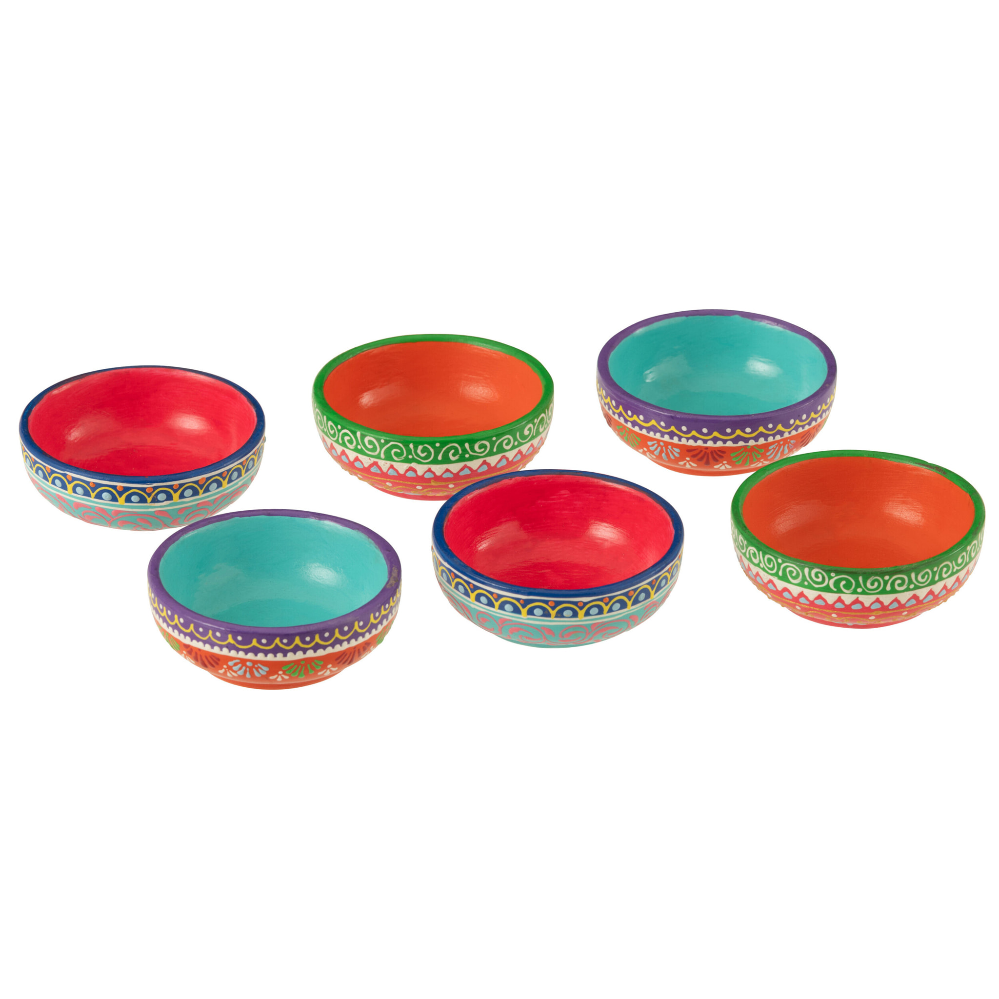 J-Line Boite 6 Bols Mumbai Terre Cuite Mix