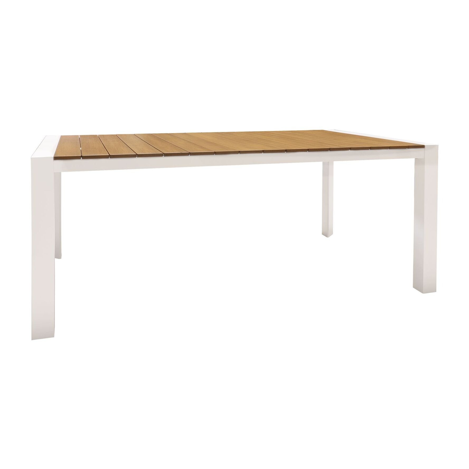 TABLE POLYWOOD ASPECT BOIS STRUCTURE EN MÉTAL BLANC 180X90X74CM BARI