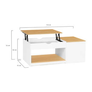 Table basse Elina double plateau relevable et coffre