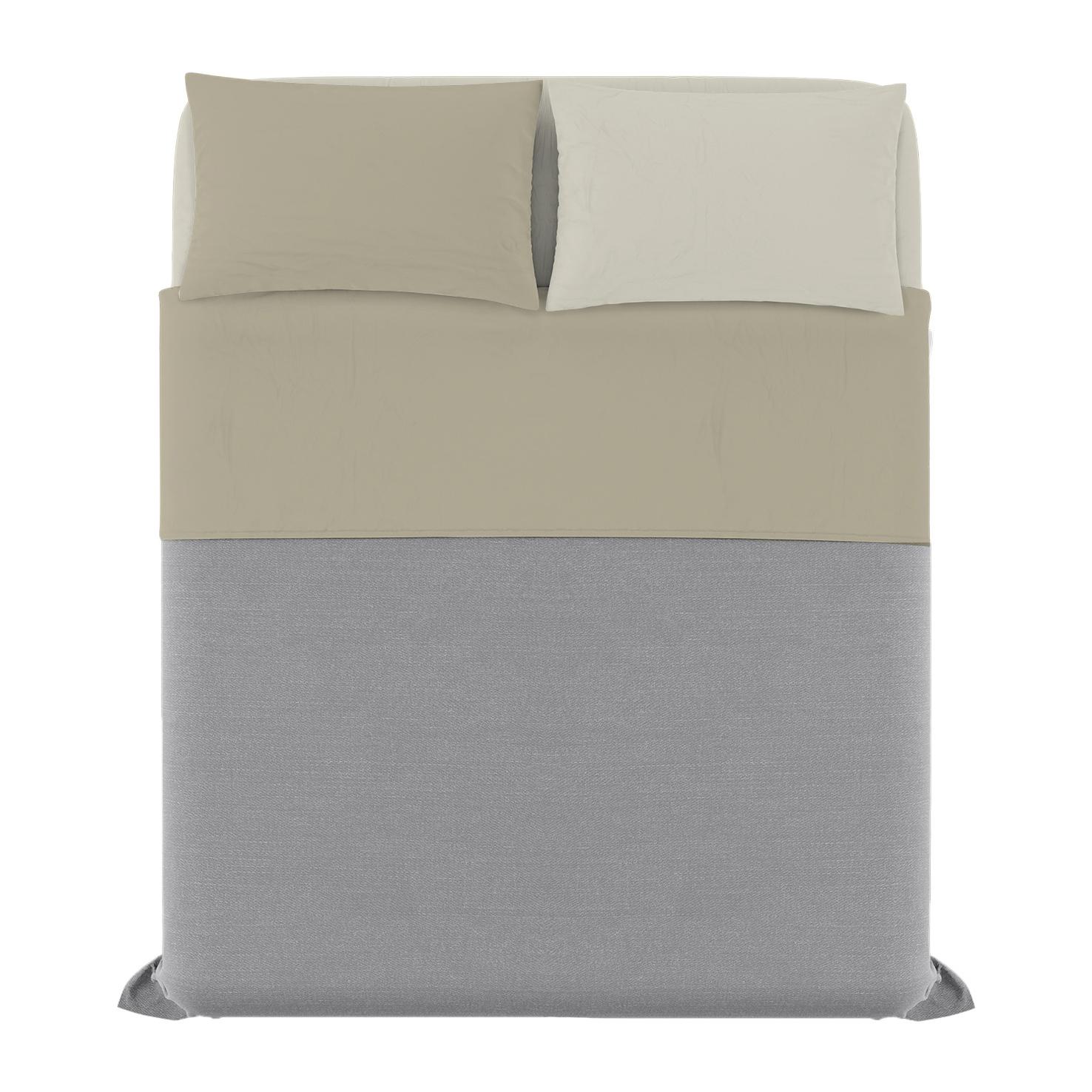 COMPLETO LETTO NATURAL COLOUR MADE IN ITALY COTONE-TORTORA/PANNA MATRIMONIALE