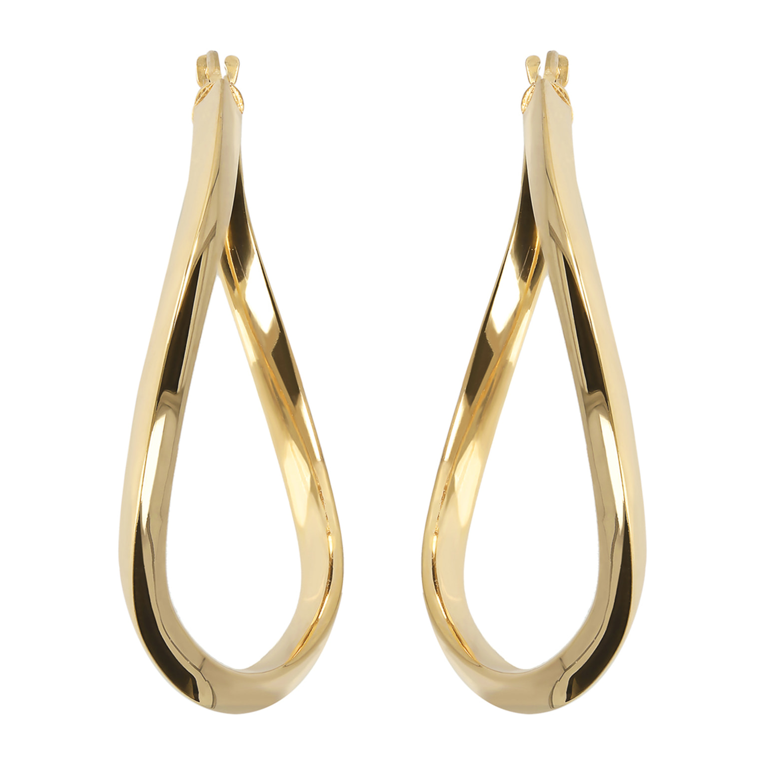 Orecchini a Cerchio Sottili in Argento 925 placcato Oro Giallo 18Kt Design Onda Diametro 4cm