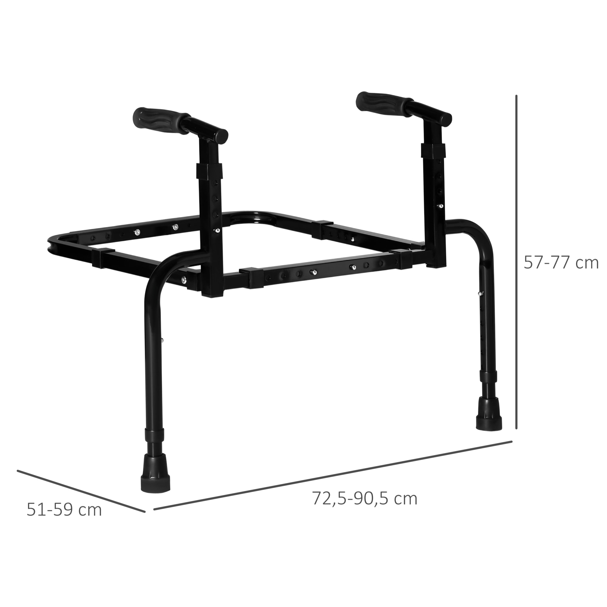 Barandilla Asidero de Sofá para Levantarse con Altura y Ancho Ajustable Riel de Ayuda para Sofá de Cojín Desmontable para Mayores Carga 136 kg 72,5-90,5x51-59x57-77 cm Negro