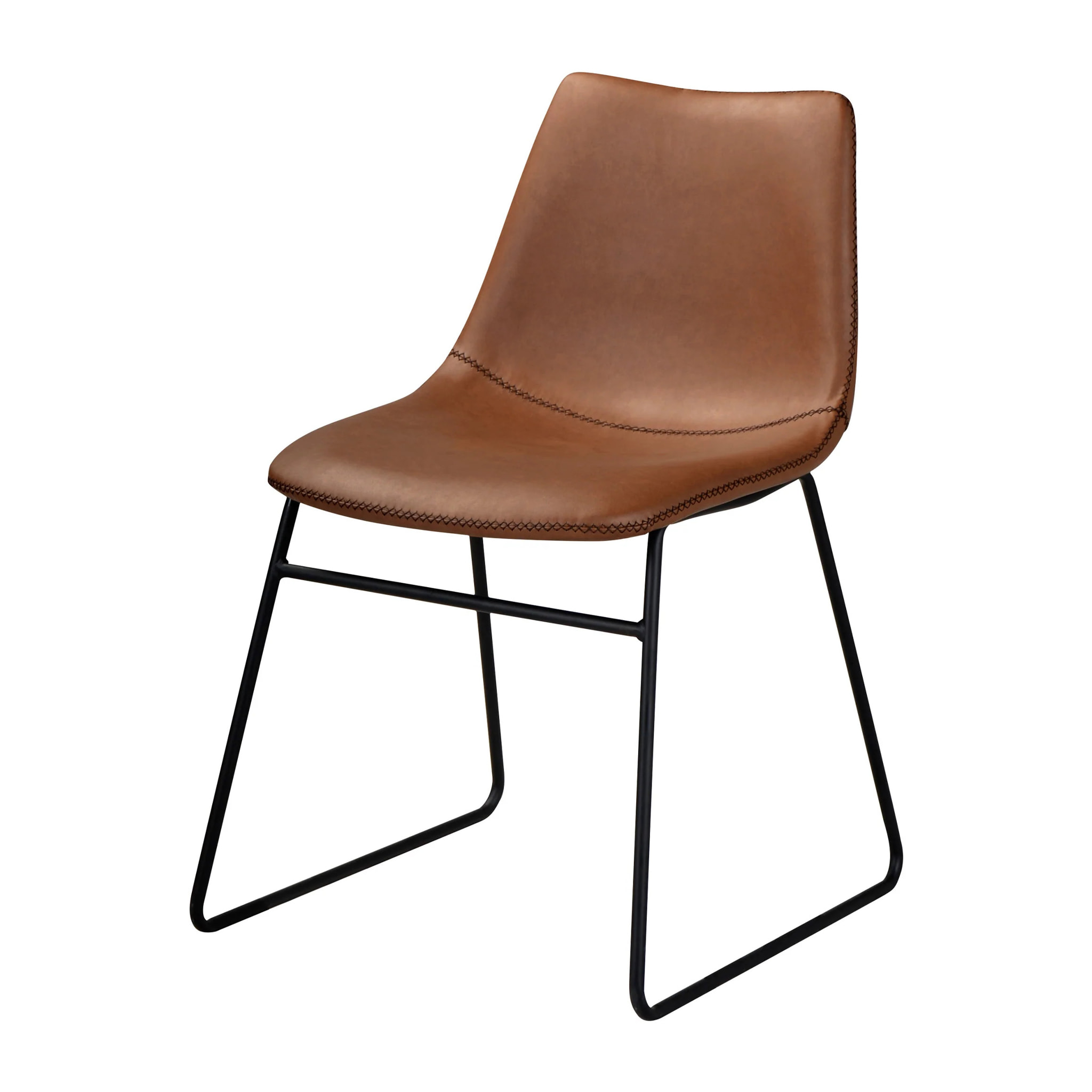 Lot de 2 chaises en cuir synthétique marron - Gaspard