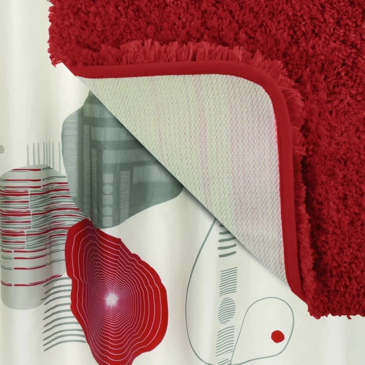 Lot d'un rideau de douche Teiva et d'un tapis Microfibre terracotta