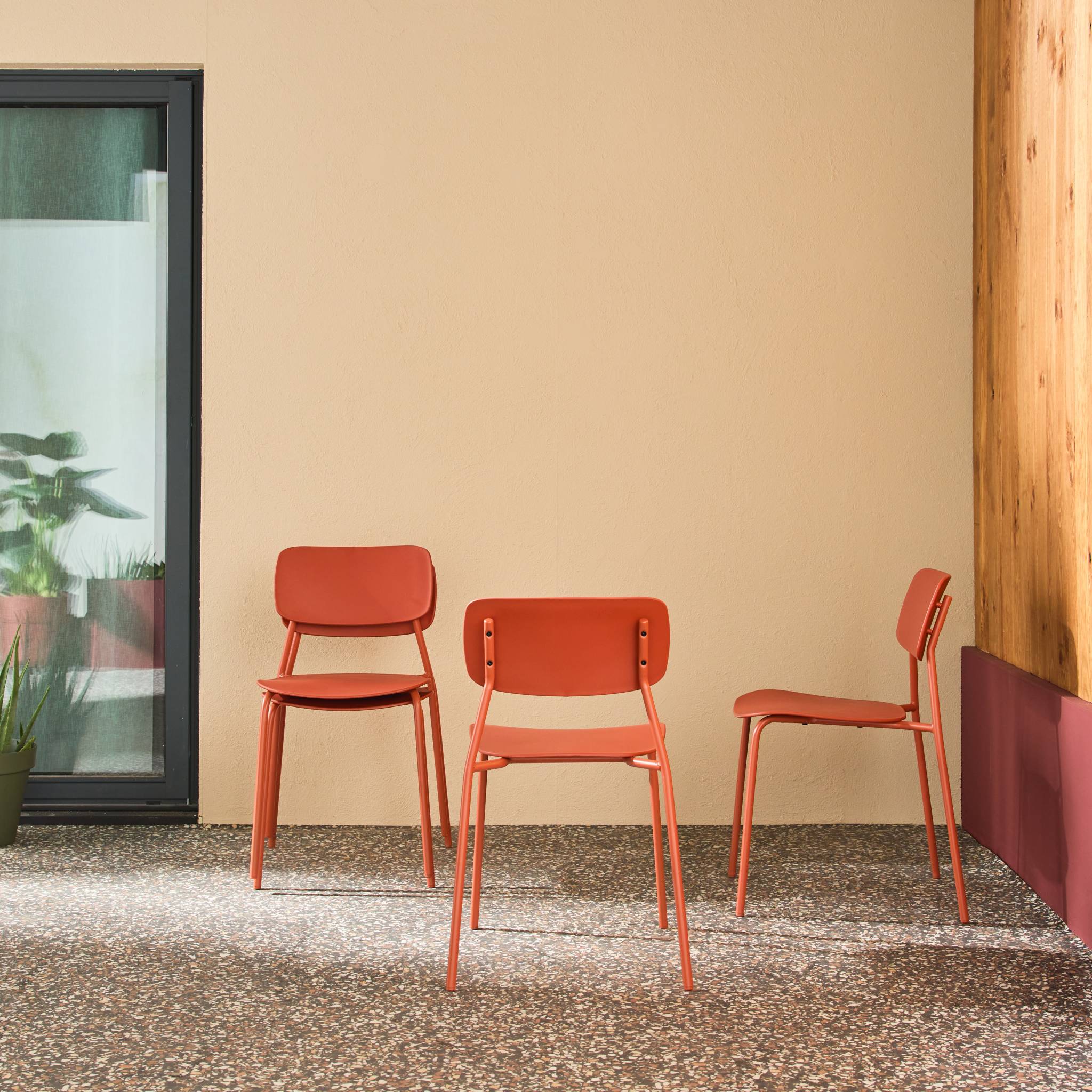 Chaise de jardin empilable acier et plastique (lot de 4) LIVA