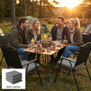 Juego de Cojines para Sillas de Comedor, 46x42x7 cm, 6 Piezas, Cojines para Sillas de Jardín con Funda Lavable y Lazos, Impermeable y Anti-UV, Gris Oscuro