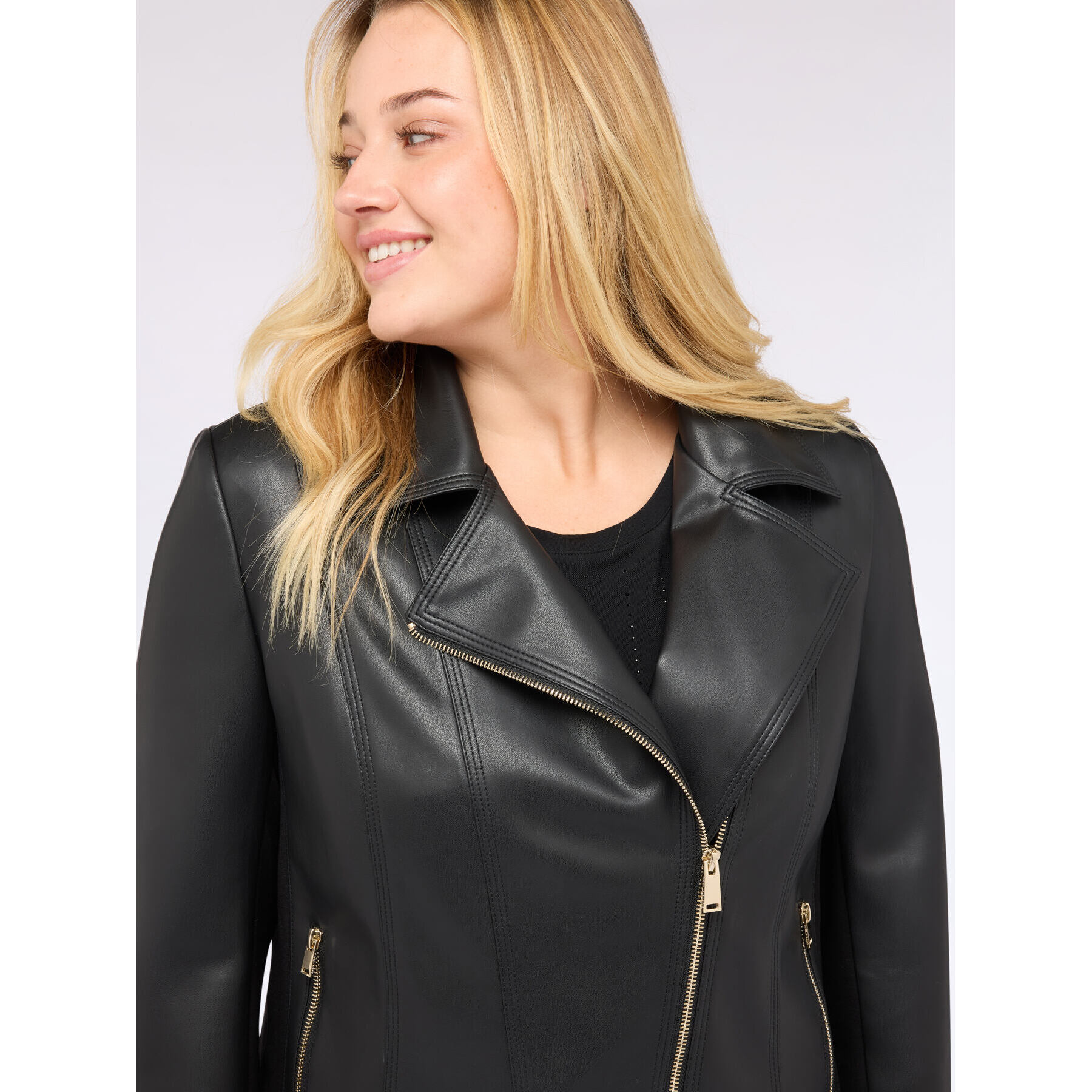 Fiorella Rubino - Giacca biker con zip asimmetrica - Nero