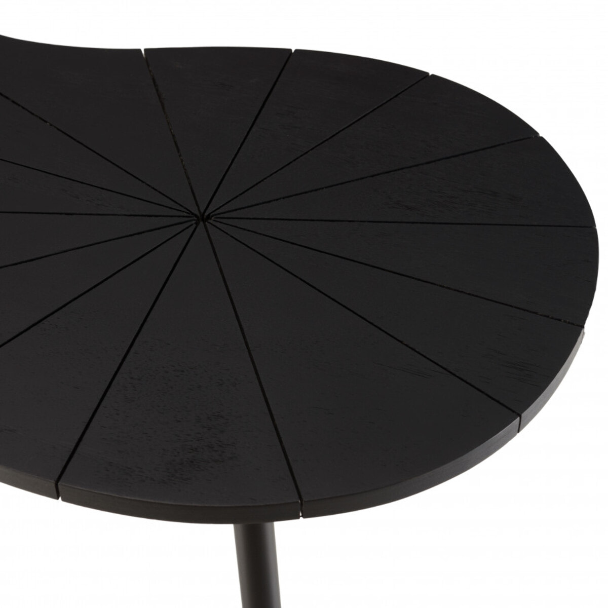 JAMES - Table d'appoint ovoïde plateau texturé noir mat pieds fer noir