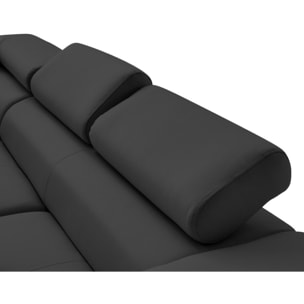 Zaria - canapé d'angle gauche 5 places convertible avec coffre et têtières en simili - Gris Anthracite