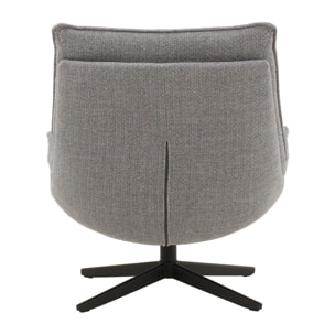 Poltrona girevole BRIKELL in tessuto grigio e base in metallo nero