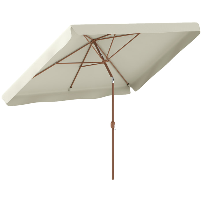 Sombrilla de Terraza Exterior 300x200 cm Parasol de Terraza Exterior con Ángulo Ajustable Mástil de Aluminio Manivela y Protección UV 50+ Sombrilla para Jardín Patio Beige