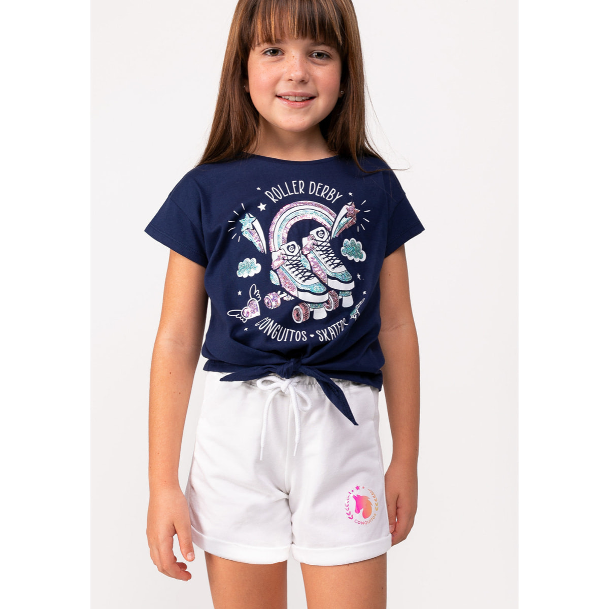 Camiseta Nudo De Niña En Azul Marino