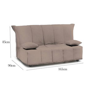 Divano Letto Allegra, Divano a 3 posti, 100% Made in Italy, Sofà Soggiorno con apertura a carrello, in tessuto imbottito, con cuscini inclusi, Cm 165x90h85, Tortora