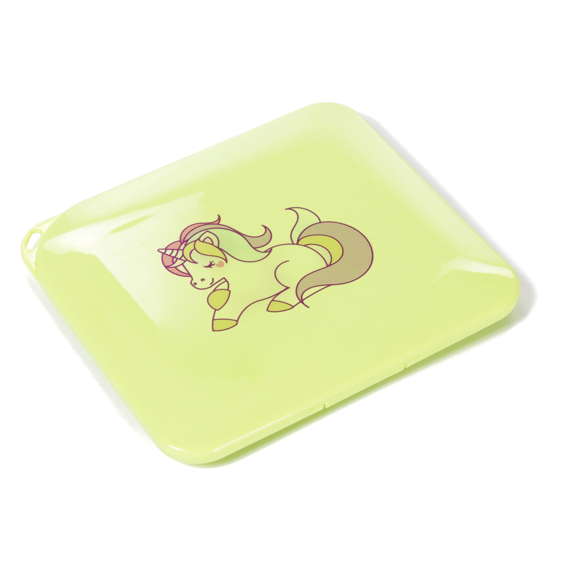 Scatola quadrata slim. Design unicorno.