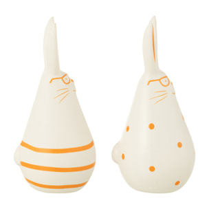 J-Line Figurine Lapin - céramique - orange - petit - 2 pièces