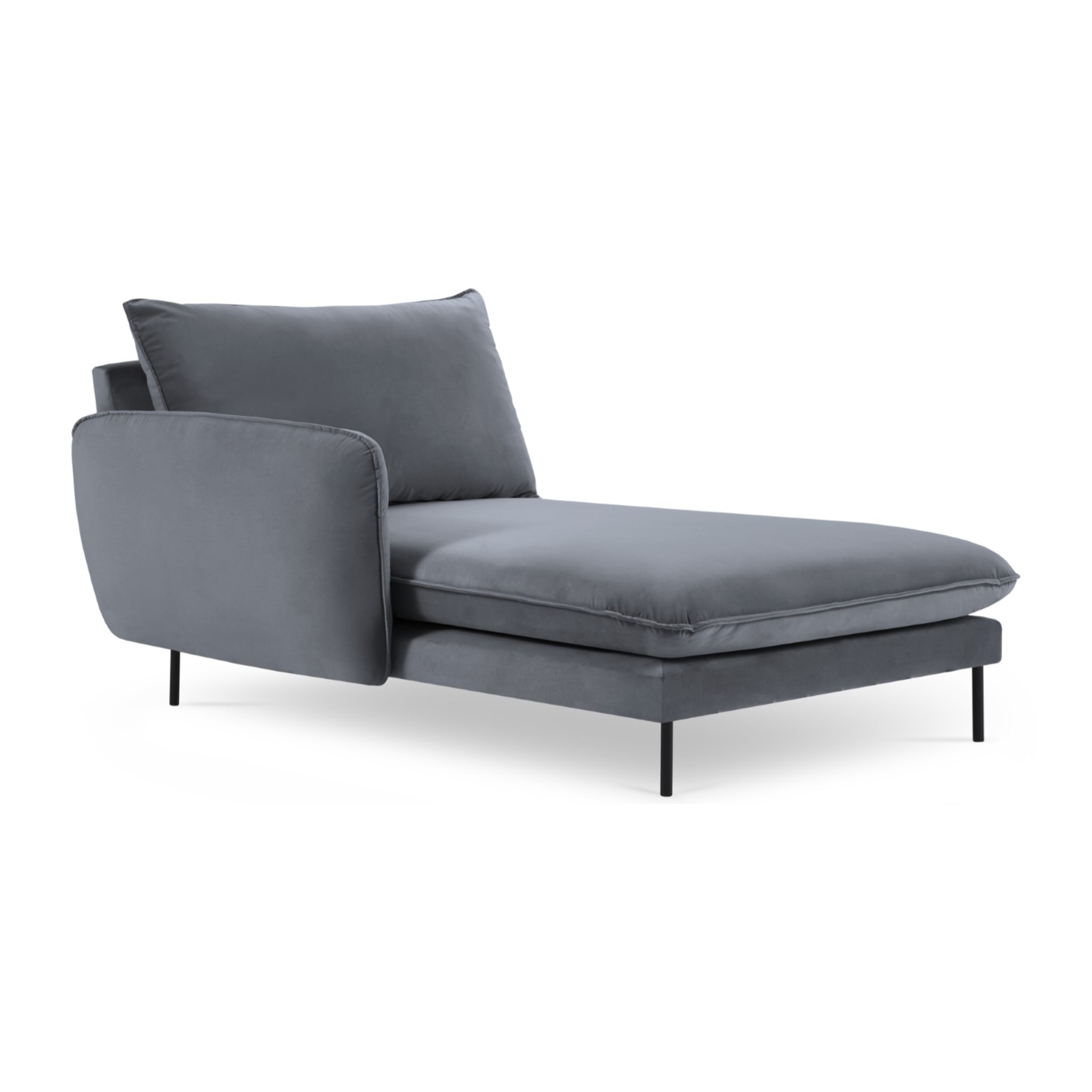 Méridienne gauche "Vienna" en velours bleu gris
