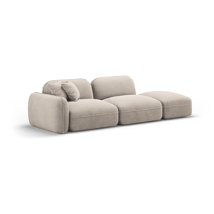 Canapé modulable droit "Lucien" 3 places en velours beige foncé