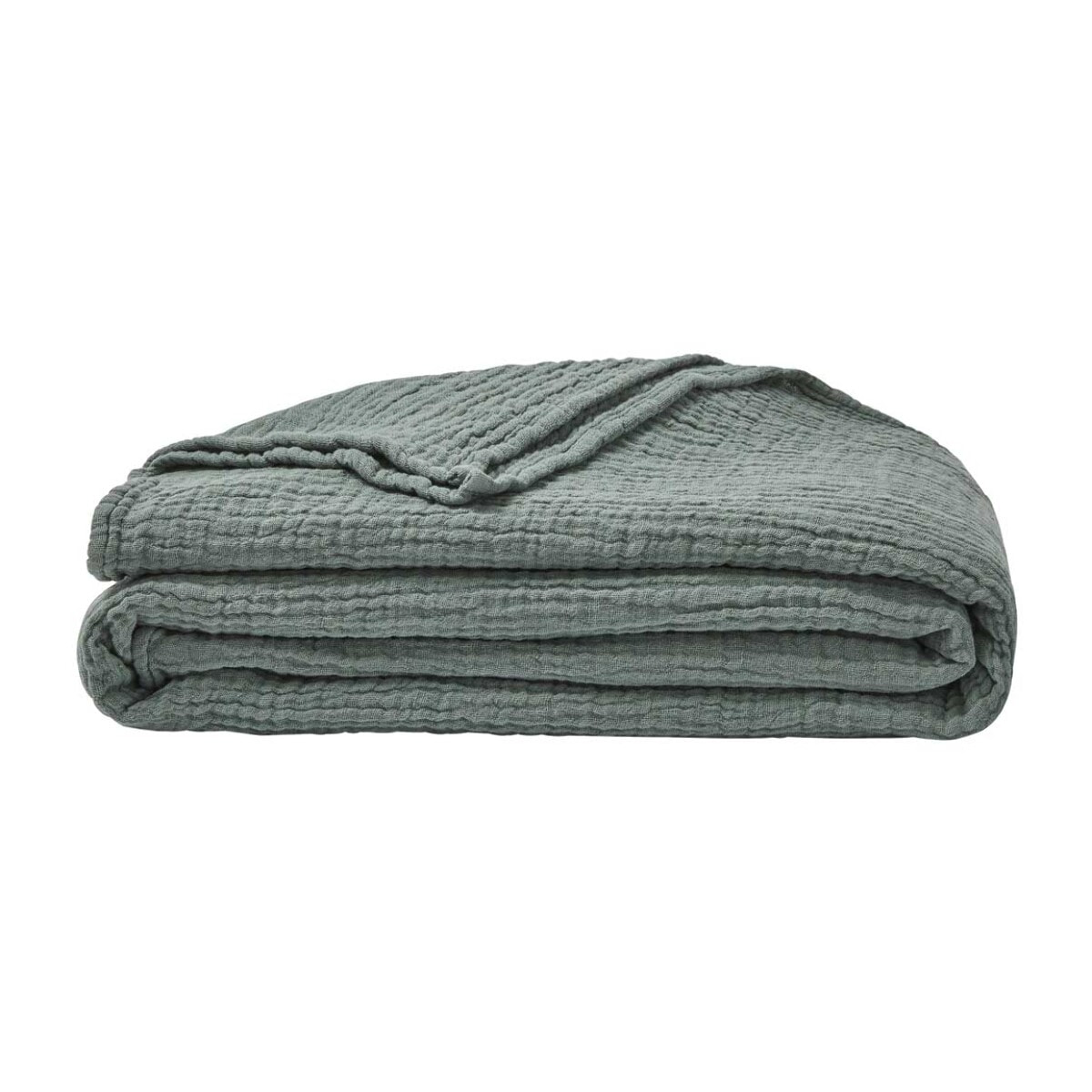 Couvre lit uni en gaze de coton, JAZZY, Sauge